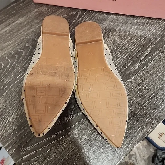 Vivo Rosa Sheer Polka Dot Pointed Toe Bow Mule Slip On Sandals - Picture 5 of 8